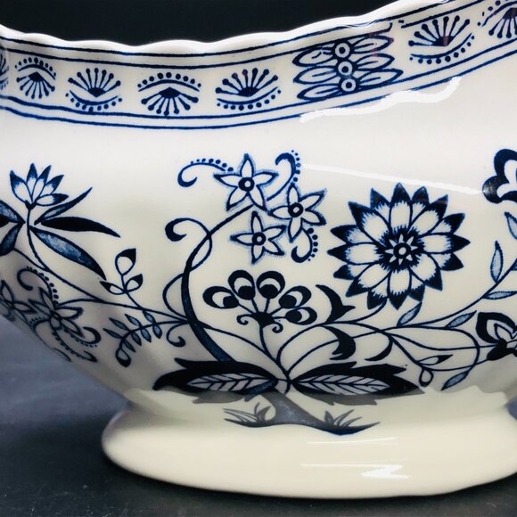 Vintage 60s Classic JG Meakin England BLUE NORDIC Sauce Gravy Boat - Picture 4 of 11